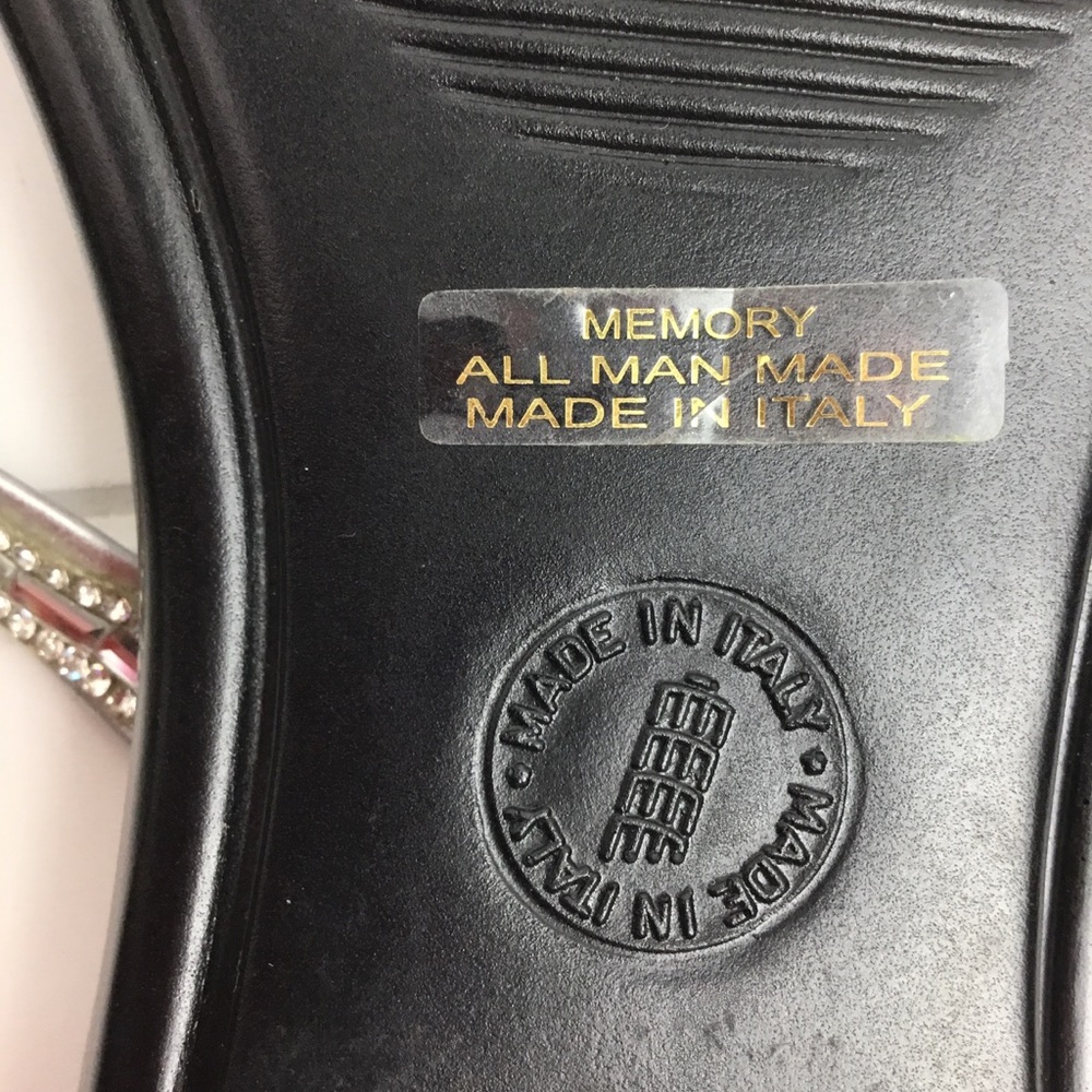 Toscanella Italian Rhinestone Sandals Flats Silver - Picture 9 of 12